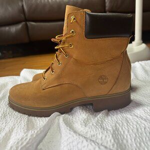 Tan Timberland boots.